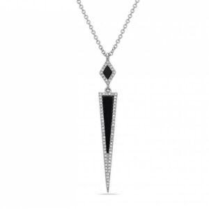 14k white gold onyx and diamond necklace with diamonds 230-01115 $1310