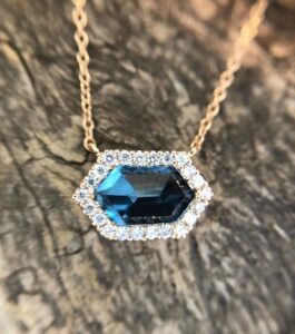 14k rose gold blue topaz necklace 230-01146 $1170