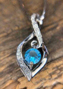 white gold blue topaz and diamond pendant 230-01153 $293