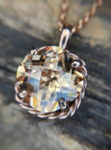 rose gold pendant with champagne cz 230-01161 $640