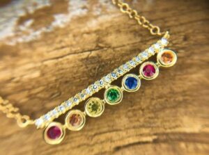 14k yellow gold multi color sapphire necklace 230-01217 $1095