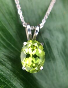 14k white gold peridot pendant $140