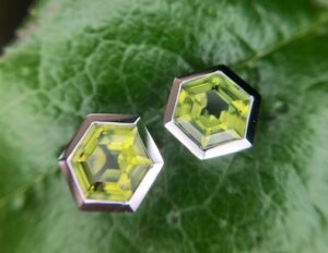 14k white peridot earrings $740