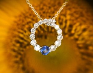 14k white gold sapphire and diamond pendant 230-01174 $1580