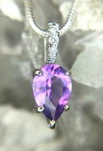 14k white gold amethyst and diamond pendant 230-01252 $640