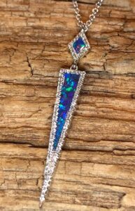 14k white gold created opal and diamond necklace 230-01266 $1520