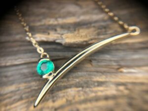 14k yellow gold emerald necklace 230-01259 $950