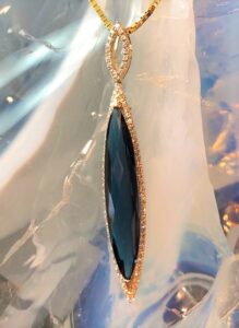 14k yellow gold london blue topaz and diamond pendant 230-01127 $2025