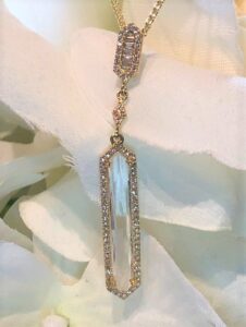 14k yellow gold white topaz and diamond pendant 230-01128 $1420