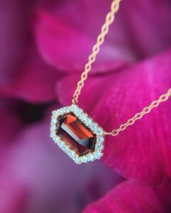 14k rose gold garnet pendant