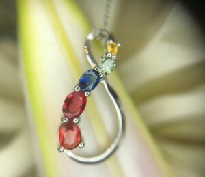 14k white gold multi color sapphire pendant 230-00104 $891