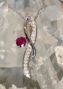 14k white gold ruby and diamond pendant 230-01048 $1340